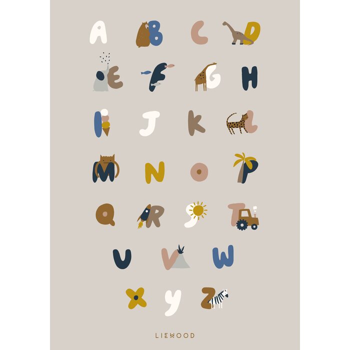 Liewood Beverly juliste 50 x 70 cm, Alphabet / Sandy MALLIKAPPALE