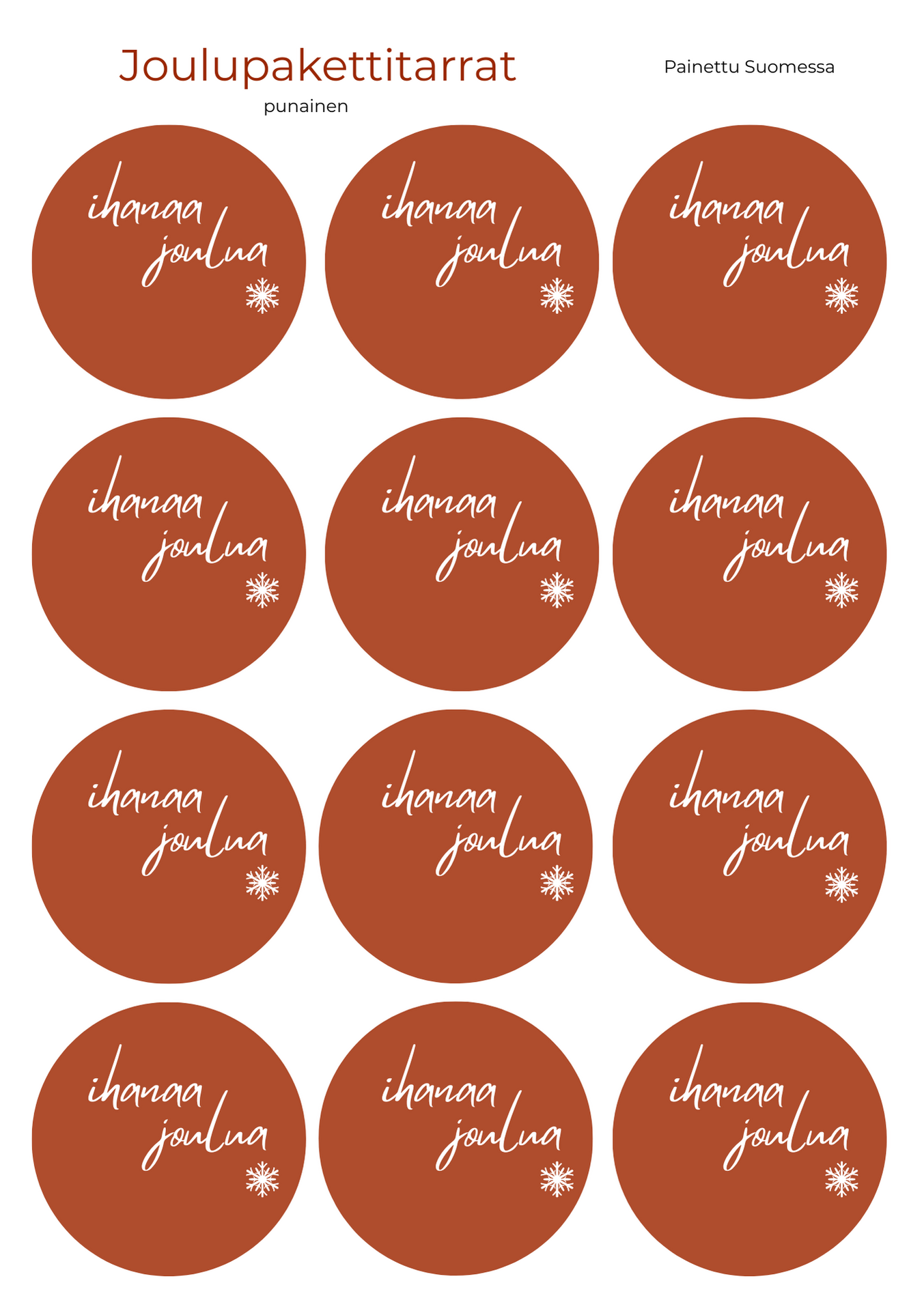 Joulupakettitarrat 12 kpl - VALITSE VÄRI Red