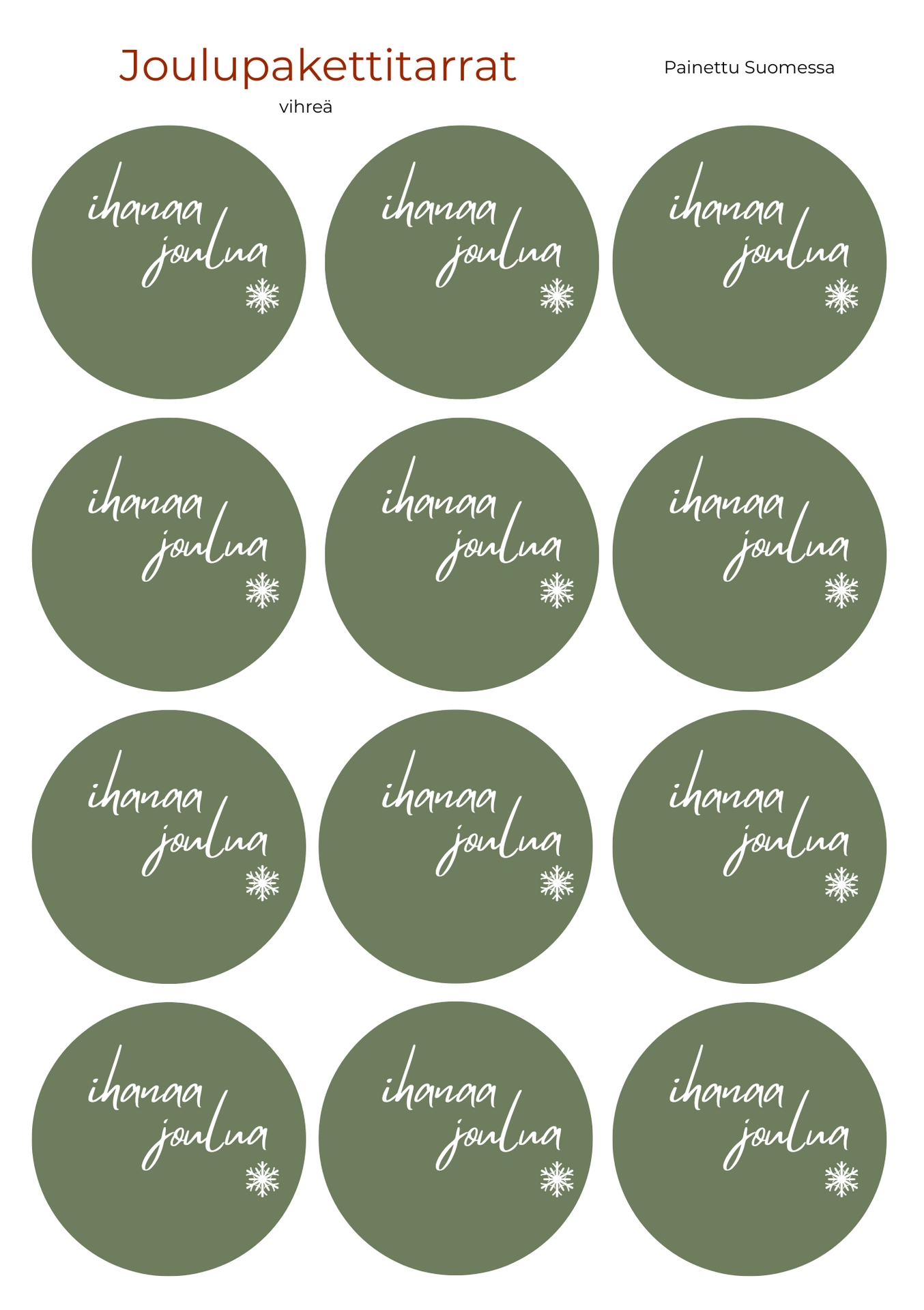 Joulupakettitarrat 12 kpl - VALITSE VÄRI Green