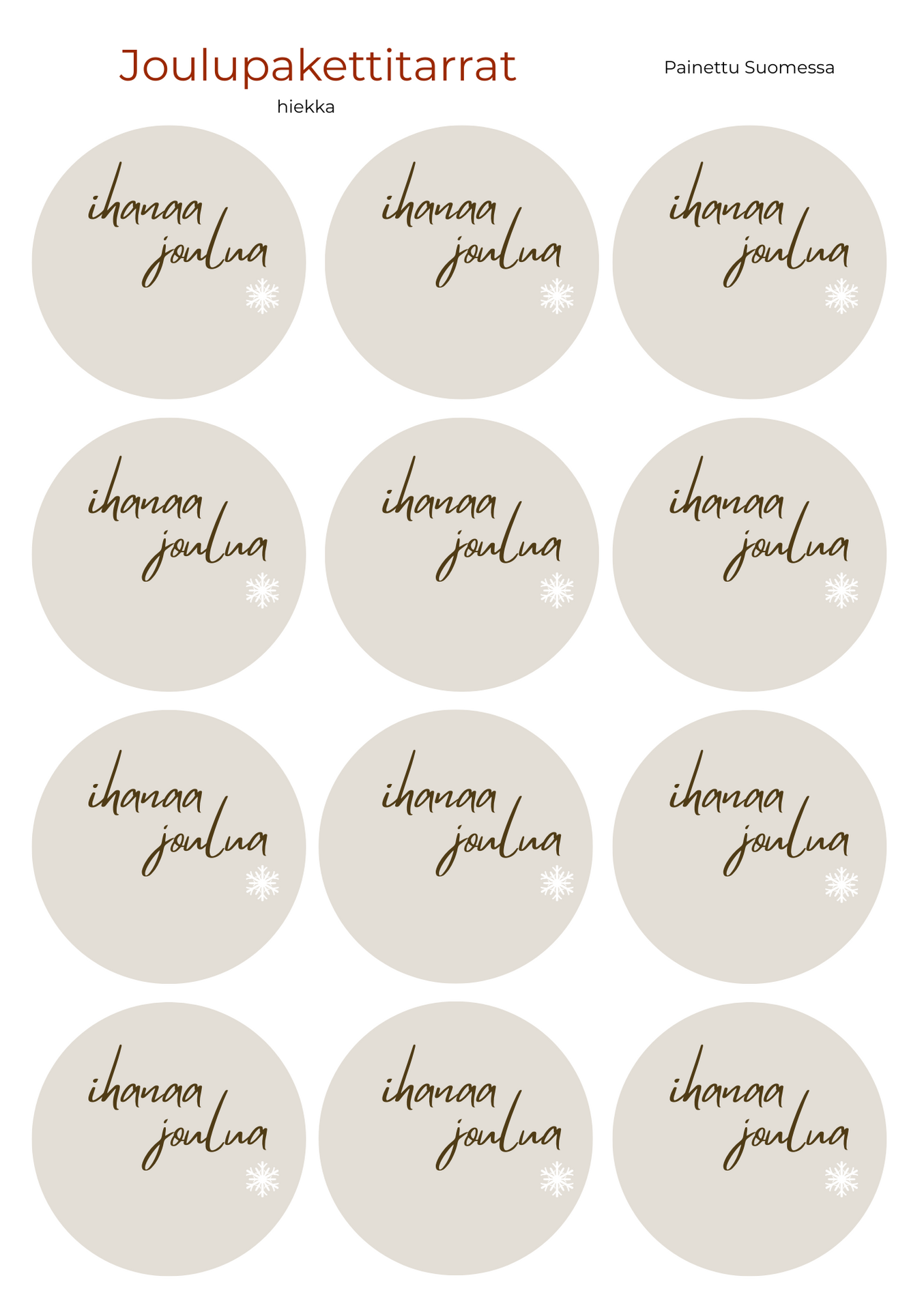 Joulupakettitarrat 12 kpl - VALITSE VÄRI Sand