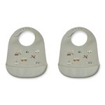 Liewood Tilda silicone bib 2-pack CHOOSE MODEL Vehicles dove blue mix