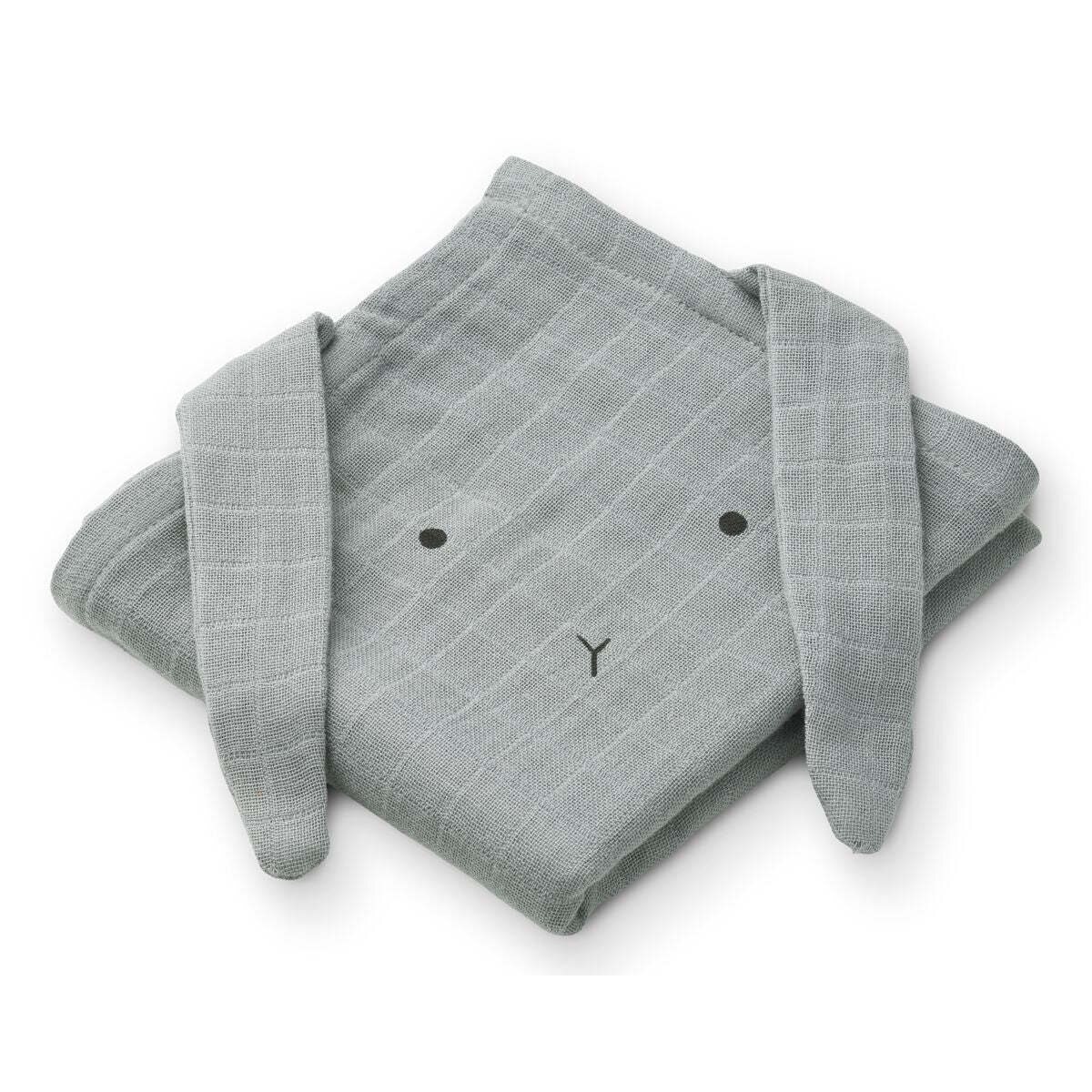 Liewood Hannah muslin cloth 2 pack, Rabbit CHOOSE COLOUR Blue fog