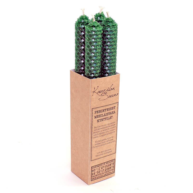 Kaurilan Sauna Mehiläisvahakynttilä 4 kpl/pkt VALITSE VÄRI Tummanvihreä