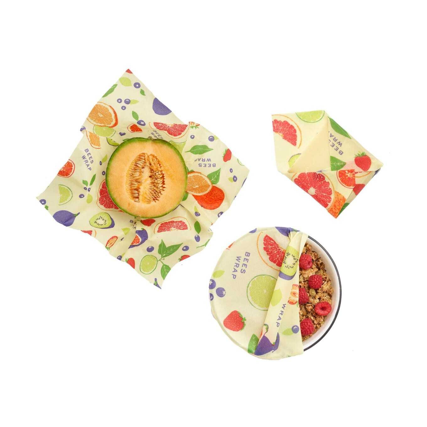 Bee`s Wrap Beeswax wrap 3 pcs/pkt, small/medium/large - CHOOSE DESIGN Fresh fruit