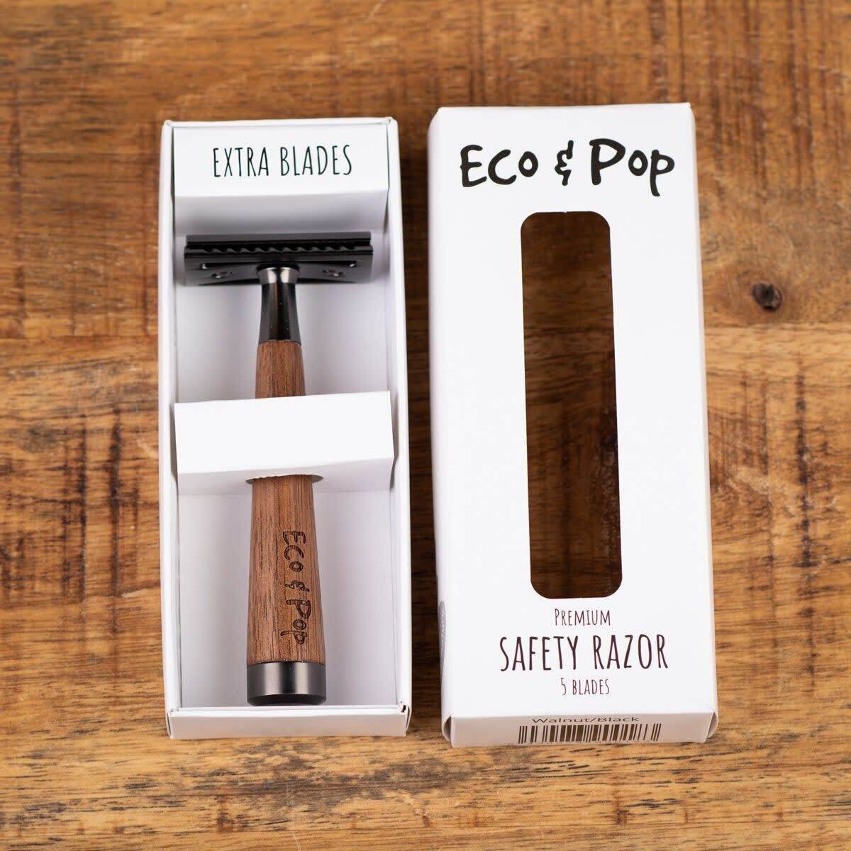 Eco & Pop Premium safety razor/shaver - VALITSE VÄRI Pähkinäpuu/musta