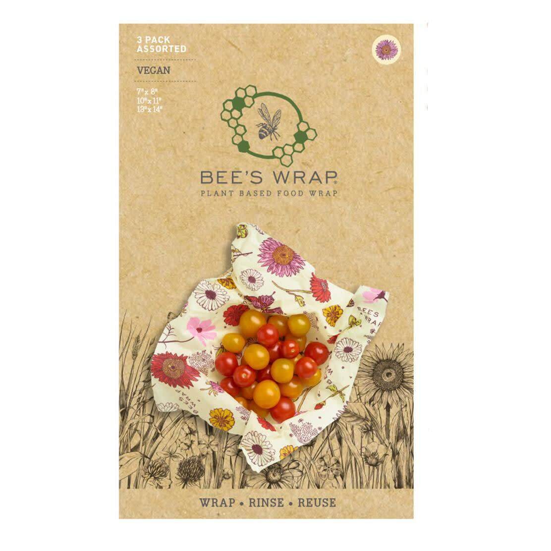 Bee`s Wrap Vegan food wrap 3 pcs, small/medium/large - CHOOSE PRINT Meadow magic