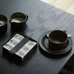 Miiko Design Napkin holder 13,5 x 13,5 x 3,5cm, black/black strap