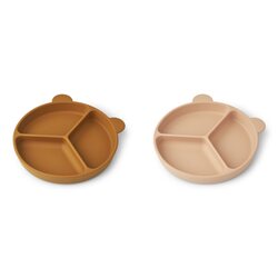 Liewood Stacy divider suction plate 2-pack, mustard/tuscany rose