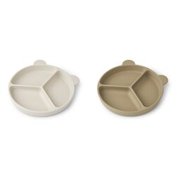 Liewood Stacy divider suction plate 2-pack, sandy/oat mix