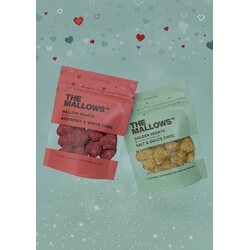 The Mallows Mallow hearts vaahtokarkit, vadelma ja valkosuklaa 90 g