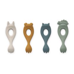 Liewood Liva silicone fork 4 - pack Faune green multi mix