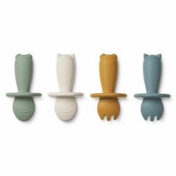 Liewood Avril Baby Cutlery 4-pack, Faune green multi mix