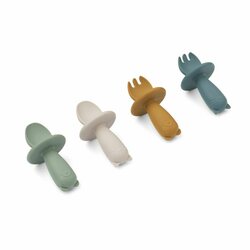 Liewood Avril Baby Cutlery 4-pack, Faune green multi mix
