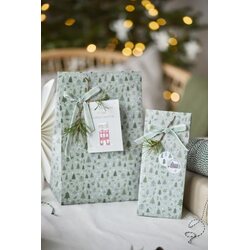 Ib Laursen Lahjapussi green Christmas forest M 18 x 28,5 x 10,5 cm