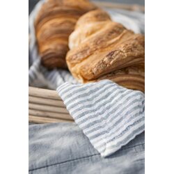 Ib Laursen Kitchen towel Asger natural w/thin dusty blue stripes, 50 x 70 cm