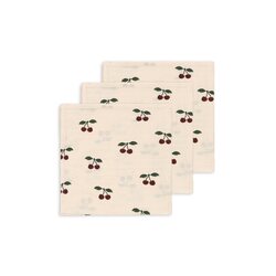 Konges Slojd Ma grande cerise muslins 65 x 65 cm 3 kpl/pkt, beige/red/green