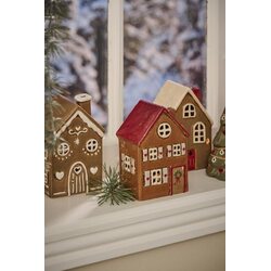 Ib Laursen House f/tealight red roof wreath on the door, 7 x 15 x 9,5 cm