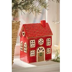 Ib Laursen House f/tealight tile roof and wreath on door, 7 x 17 x 13 cm