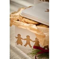 Ib Laursen Metal jar with lid gingerbread figures, square