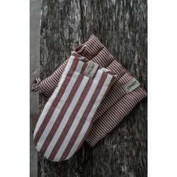 Ernst Oven glove striped 16 x 30 cm, red/beige