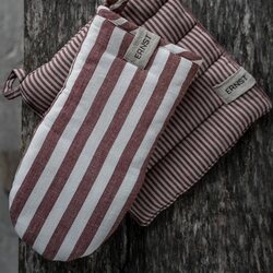 Ernst Oven glove wide stripes 16 x 30 cm, red/white