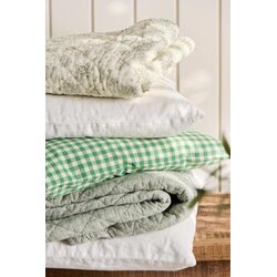 Ib Laursen Quilted blanket 130 x 180 cm, white/dusty green stripes