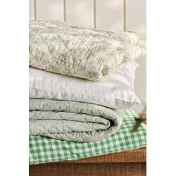 Ib Laursen Quilted blanket 130 x 180 cm, white/dusty green stripes