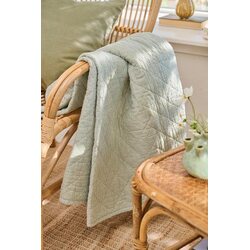 Ib Laursen Quilted blanket 130 x 180 cm, white/dusty green stripes