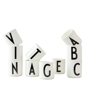 Design Letters porcelain cup A-Z, white