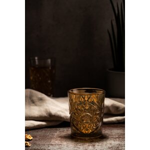 Libbey hobstar drinking glass 35 cl, ochre