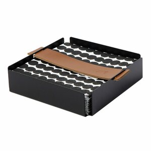 Miiko Design Servettiteline 13,5 x 13,5 x 3,5cm, musta/ruskea hihna