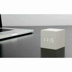 Gingko Design Wooden cupe click kello, valkoinen/valkoinen led
