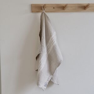 Heaven Linen Käsi/keittiöpyyhe raita 44 x 65 cm, pellava/luonnonvalkoinen