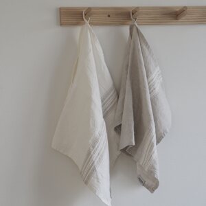 Heaven Linen Käsi/keittiöpyyhe raita 44 x 65 cm, luonnonvalkoinen/pellava