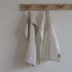 Heaven Linen Vieraspyyhe raita 31 x 47 cm, luonnonvalkoinen/pellava