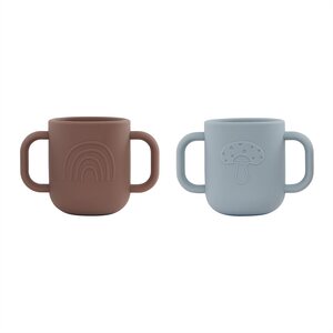 OYOY Kappu Cup - pack of 2, dusty blue/choko