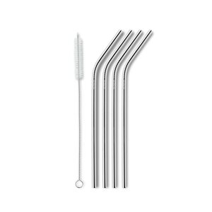 Aya&Ida Reusable steel straw 6 mm 4 pcs/pkt + brush, silver