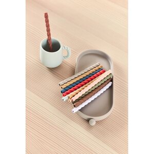 OYOY Mellow silikoniset pillit 16 cm 6 kpl/pkt, caramel/blue