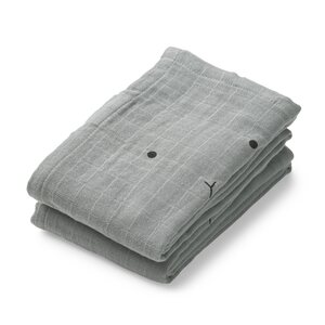 Liewood Hannah muslin cloth 2 pack, Rabbit blue fog