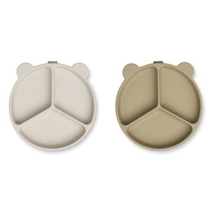 Liewood Stacy divider suction plate 2-pack, sandy/oat mix