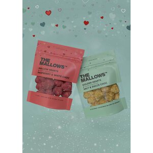 The Mallows Mallows hearts vaahtokarkit, vadelma ja valkosuklaa 90 g