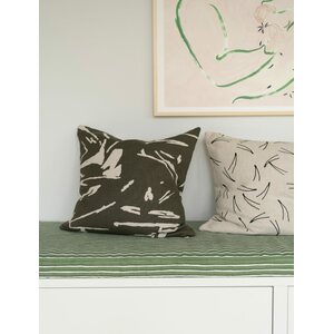 Fine Little Day The Light cushion cover 48 x 48 cm, dark olive/nature