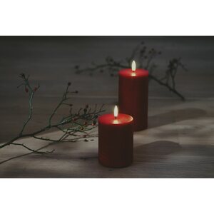 Uyuni Led-kynttilä rustiikki 7,8 x 15 cm, carmine red