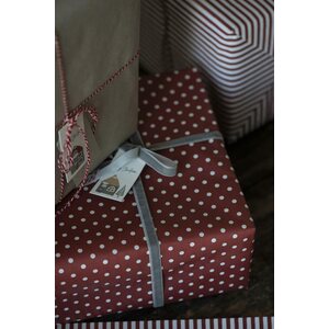 Ib Laursen Lahjapaperi, 52,5 cm x 5 m, punainen/valkoiset pallot