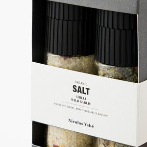 Nicolas Vahe Lahjapakkaus suolaseokset luomu chilisekoitus ja villivalkosipuli
