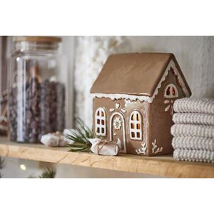 Ib Laursen Talolyhty beige ovikranssilla, 8 x 14 x 11,5 cm
