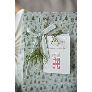 Ib Laursen Lahjapussi green Christmas forest M 18 x 28,5 x 10,5 cm