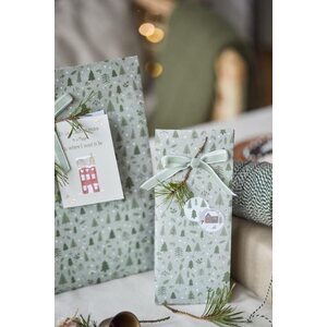 Ib Laursen Lahjapussi green Christmas forest M 18 x 28,5 x 10,5 cm