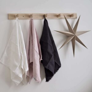 Heaven Linen Käsi/keittiöpyyhe hapsuilla 45 x 90 cm, utuinen roosa