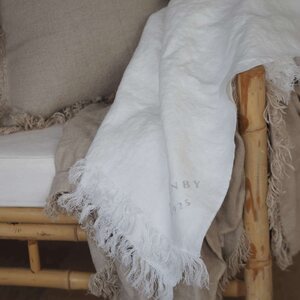 Heaven Linen Pellavatorkkupeitto 145 x 190 cm, valkoinen